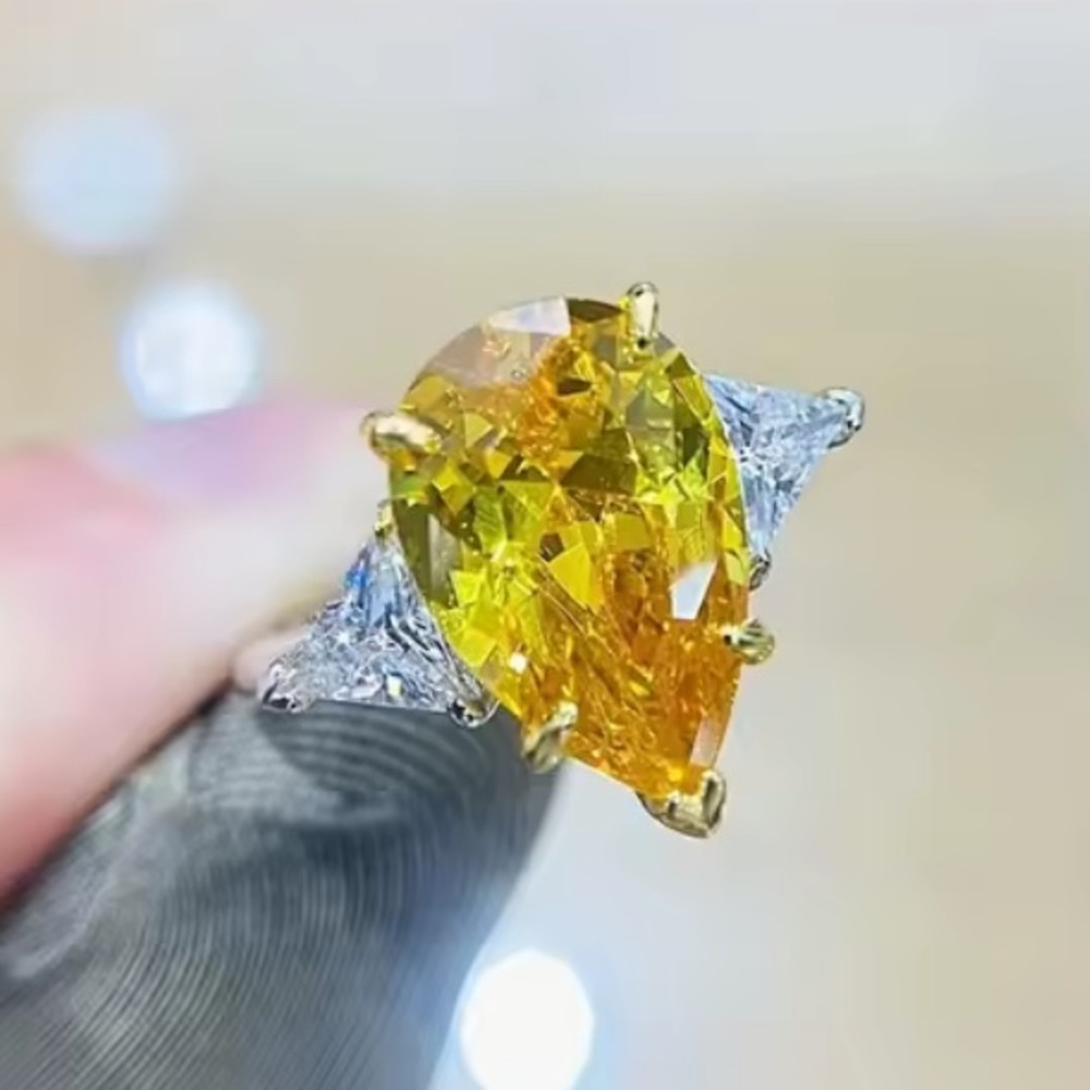 Neiman Marcus Yellow Pear-Cut Diamond Three-Stone Ring